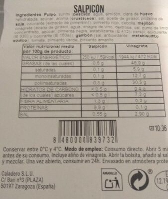 Salpicón Hacendado ingredientes