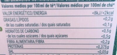 Té chà verde Hacendado ingredientes