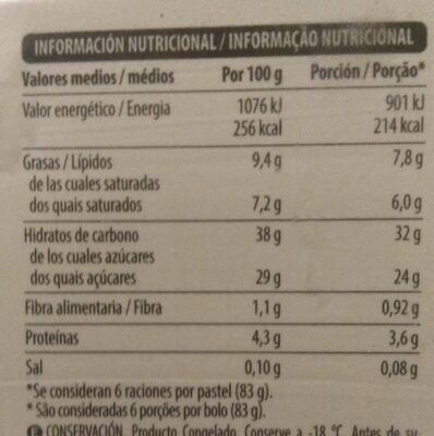 Tiramisú Hacendado ingredientes