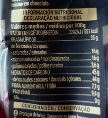 Almendra chocolate negro Hacendado ingredientes