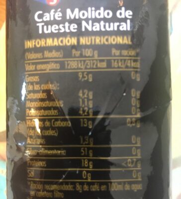 Café molido intenso Hacendado ingredientes