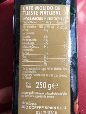 Café molido natural sabor fuerte Hacendado ingredientes