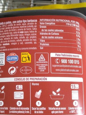 Costillas barbacoa Hacendado ingredientes