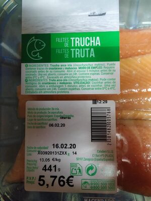 Filete de trucha Hacendado ingredientes