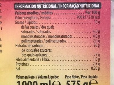 Helado sabor mango y frambuesa Hacendado ingredientes