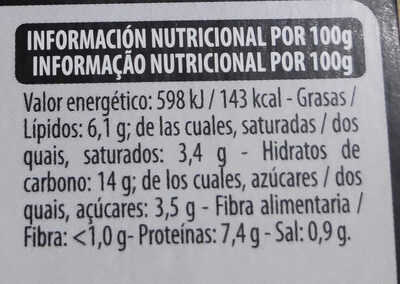 Lasagna boloñesa Hacendado ingredientes