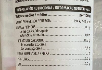 Piña natural rodajas Hacendado ingredientes