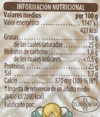 Queso de mezcla curado Hacendado ingredientes