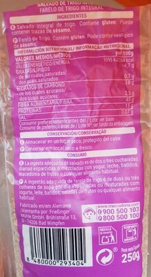 Salvado trigo integral Hacendado ingredientes