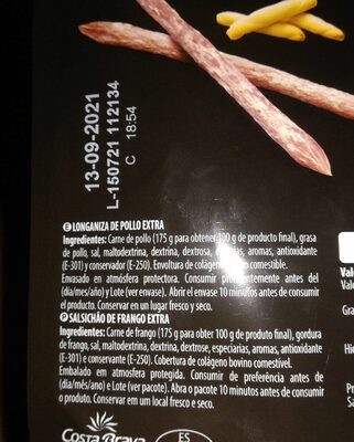 Snack pollo Hacendado ingredientes