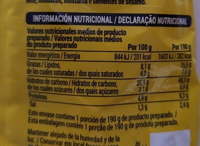 Yakisoba sabor pollo Hacendado ingredientes