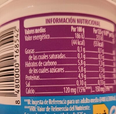 Yogur natural edulcorado bifidus cremoso 0% Hacendado ingredientes