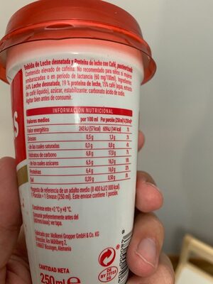 Caffé latte +proteinas Hacendado ingredientes