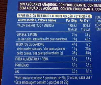 Chocolate 0% azúcares añadidos Hacendado ingredientes