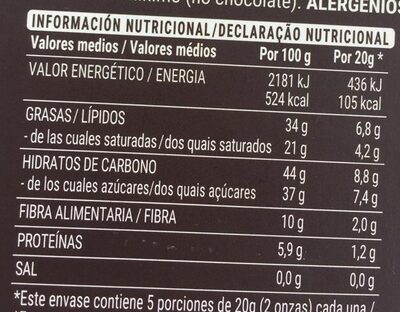 Chocolate negro 72% trozos de naranja Hacendado ingredientes