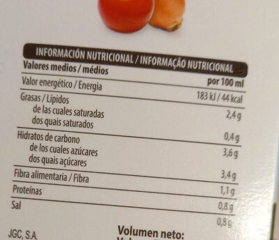 Gazpacho tradicional Hacendado ingredientes