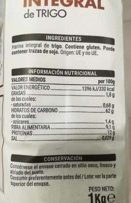 Harina Hacendado ingredientes