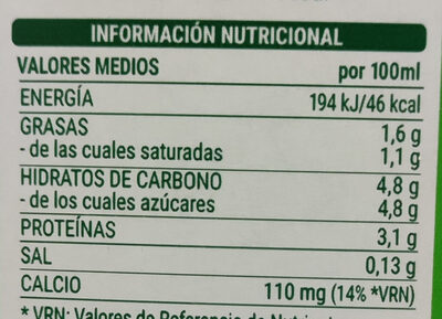 Leche semidesnatada Hacendado ingredientes