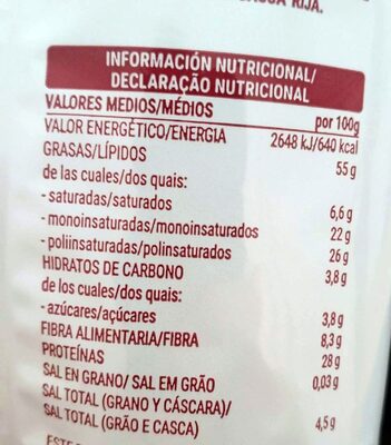 Pipas de girasol bbq Hacendado ingredientes