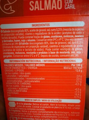 Salmón al curry Hacendado ingredientes