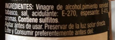 Salsa extra picante Hacendado ingredientes