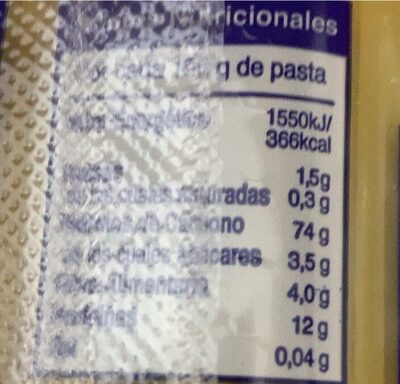 Tallarín. pasta alimenticia de calidad superior Hacendado ingredientes