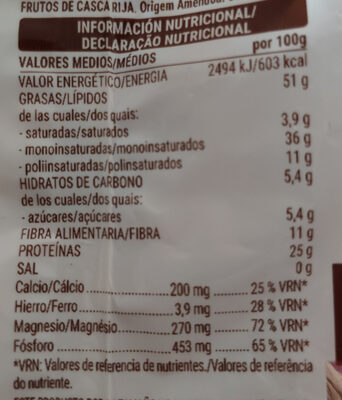 Almendra natural Hacendado ingredientes