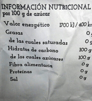 Azúcar blanco Hacendado ingredientes