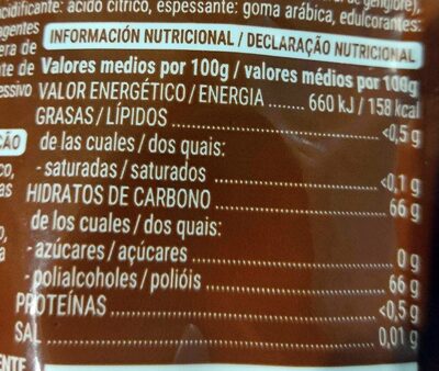 Chickles sabor jengibre y limón Hacendado ingredientes