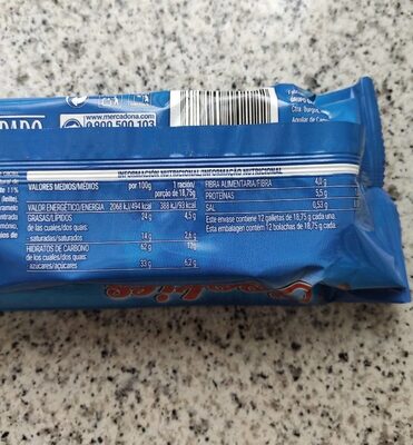 Cookies 40% pepitas de chocolatw Hacendado ingredientes