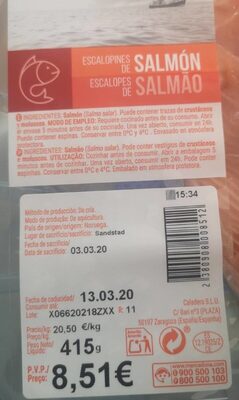 Escalopines de salmon Hacendado ingredientes