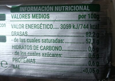 Mantequilla de irlanda sin sal Hacendado ingredientes