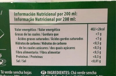 Te verde con hierbabuena Hacendado ingredientes