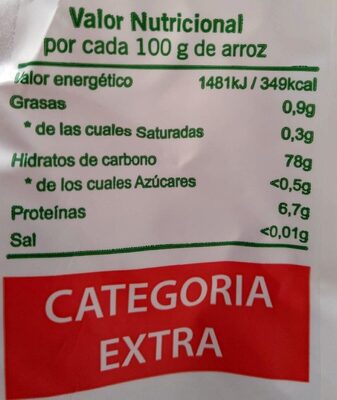 Arroz redondo jsendra Hacendado ingredientes