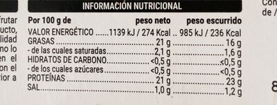 Atun listado en aceite de girasol Hacendado ingredientes