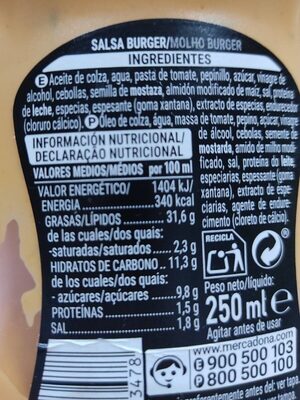 Burguer Hacendado ingredientes