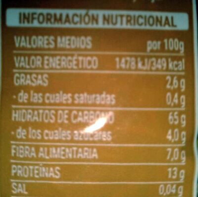 Fideo integral Hacendado ingredientes