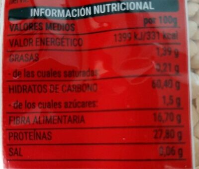 Lenteja pelada Hacendado ingredientes