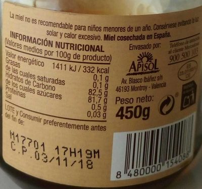 Miel de castaño y brezo Hacendado ingredientes