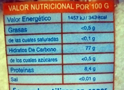 Sémola de arroz Hacendado ingredientes