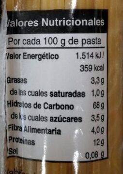 Spaghetti al huevo Hacendado ingredientes