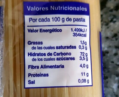 Spaguetti fino Hacendado ingredientes