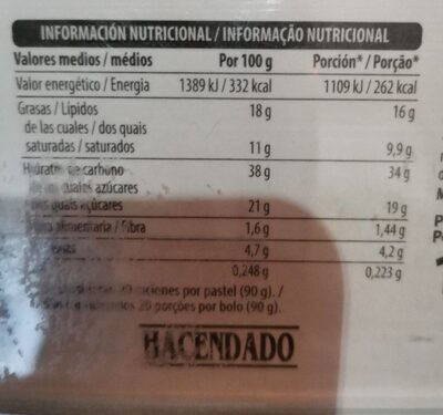 Tarta de la abuela Hacendado ingredientes