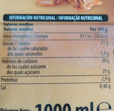 Vainilla praliné pecán sin gluten Hacendado ingredientes